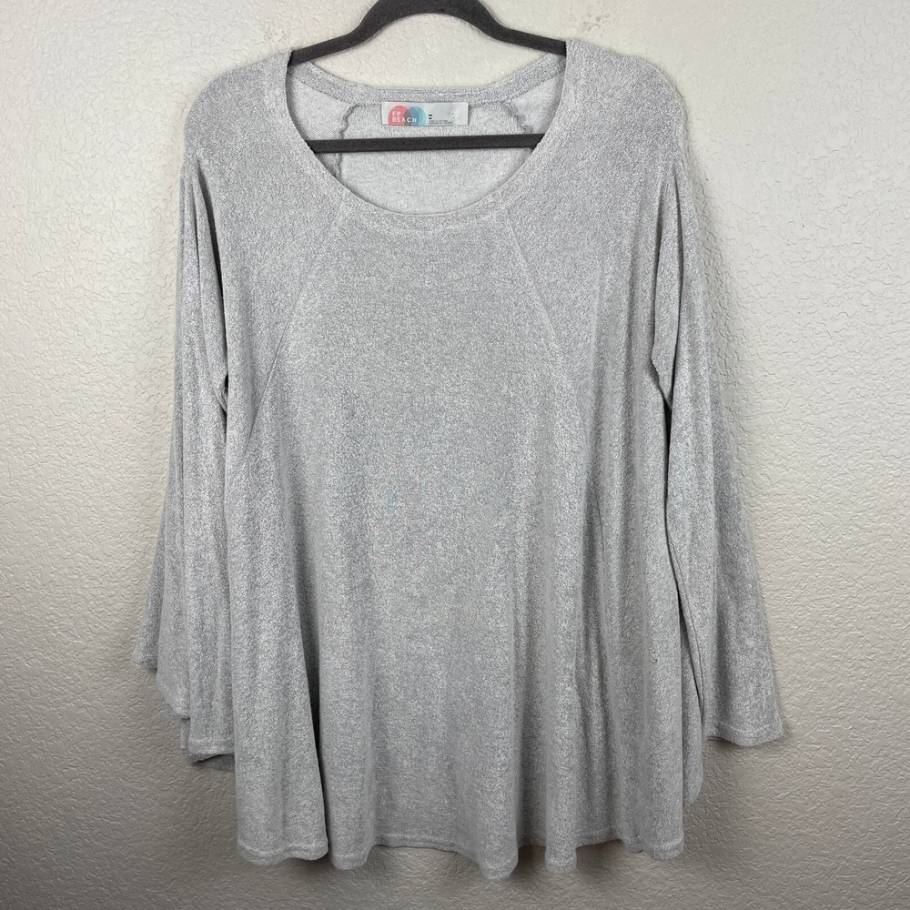 Free People FP Beach Sweater Top Oversized Swing Medium Gray Pullover Cozy LS